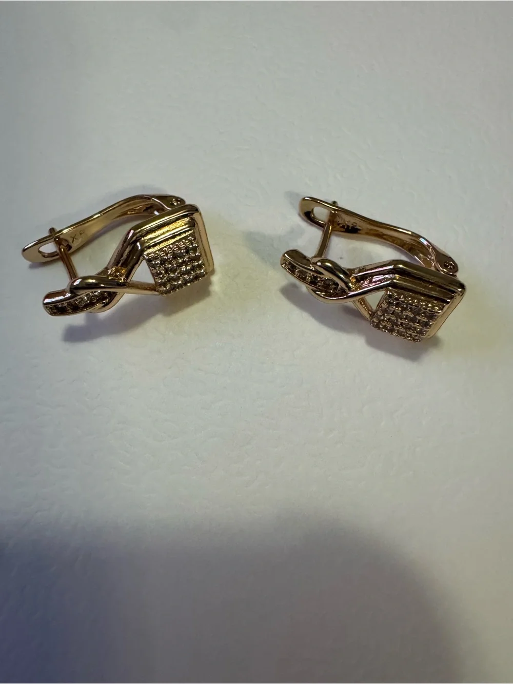 Gold-Tone Square Pavé Clip-On Earrings - Women Jewelry